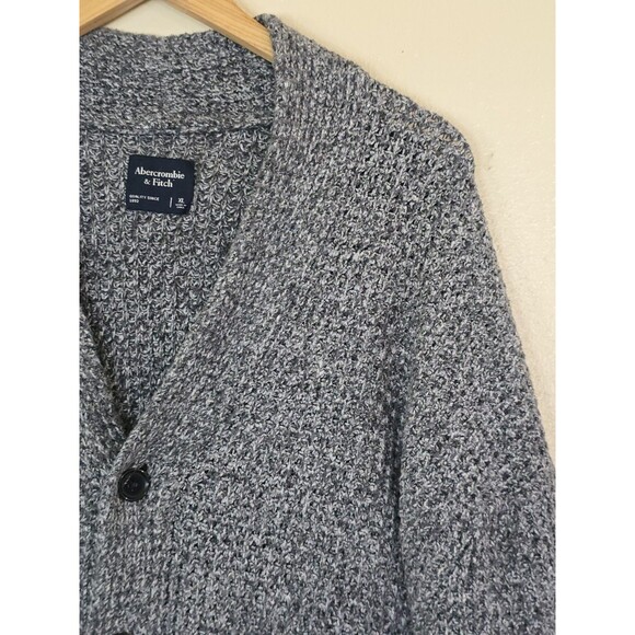 Abercrombie & Fitch Men’s XL Gray Heather Sweater Cardigan Grandpa Button Front - Picture 2 of 9